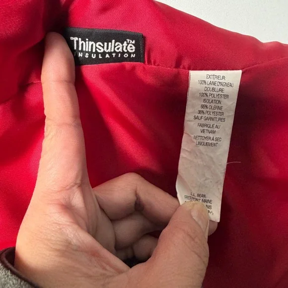 Red LL Bean Lambswool Thinsulate Coat 12P Petite Winter‎ Quiet Luxury Vintage - Picture 5 of 12